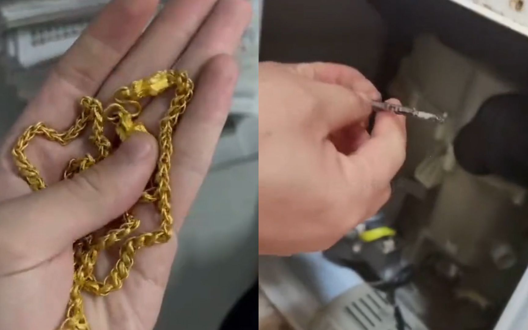 男子修洗衣机找到4年前的40g金项链,升值翻了一番:像捡到宝一样