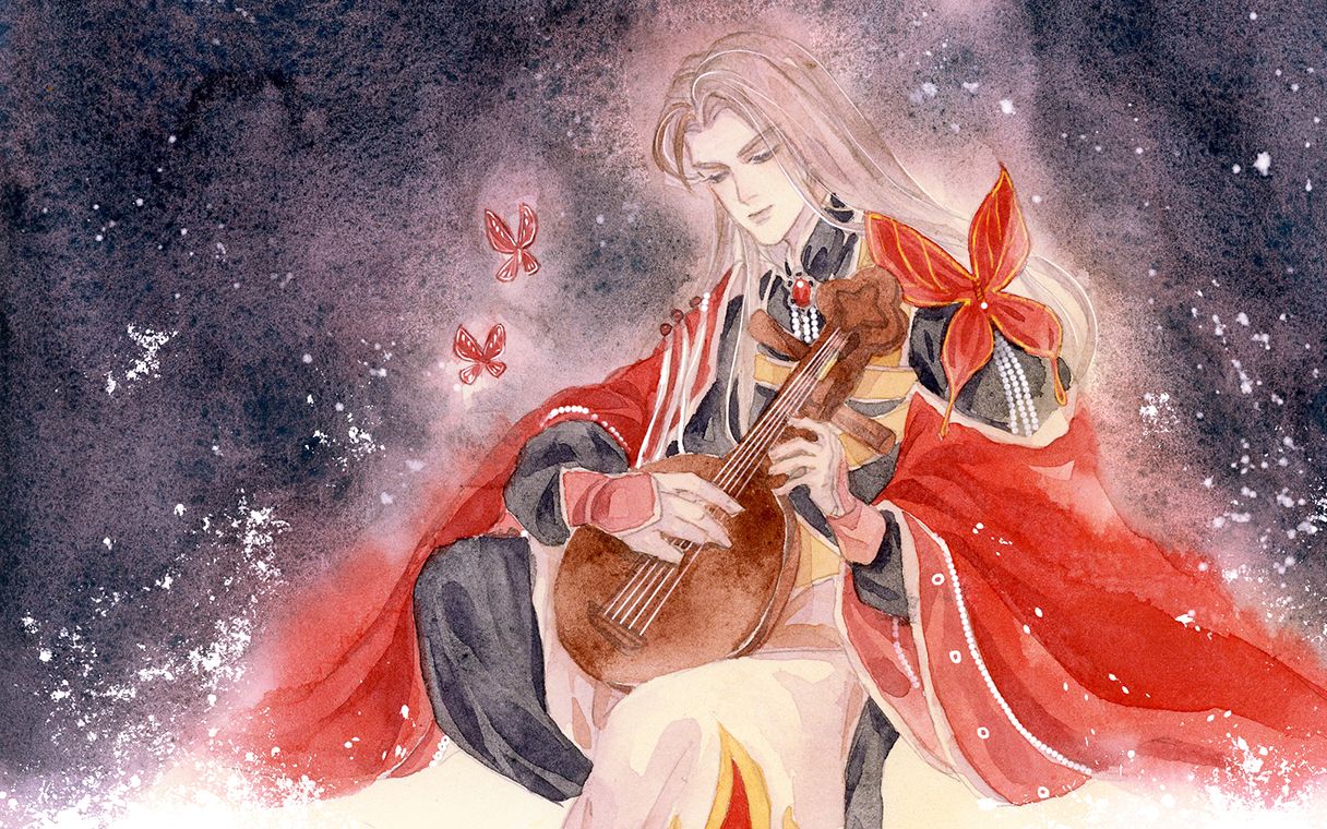 【水彩】霹雳布袋戏 阴川蝴蝶君同人绘制过程