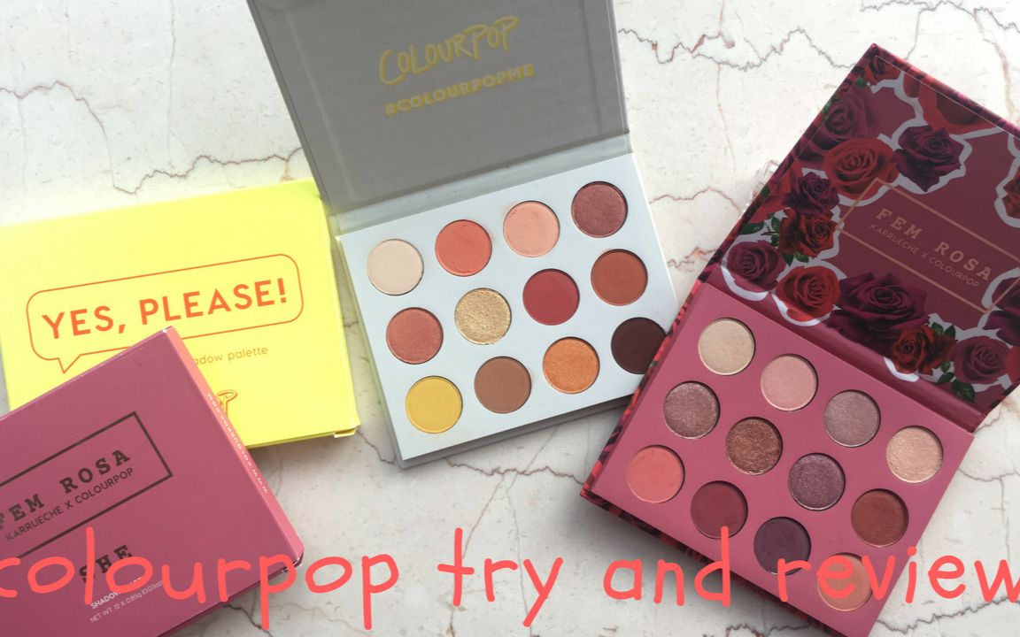 colourpop yes please & colourpop she的试色!|新手必备的两个落日色和玫瑰色的欧美眼影盘哔哩哔哩bilibili