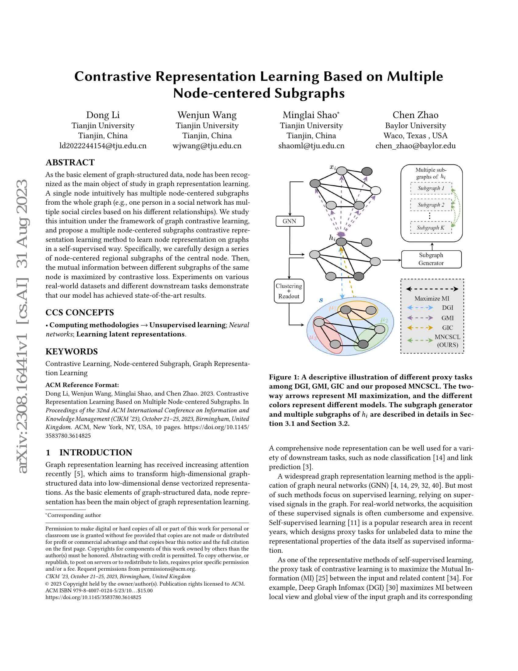 CIKM 2023: 一种基于多节点中心子图的对比学习方法哔哩哔哩bilibili