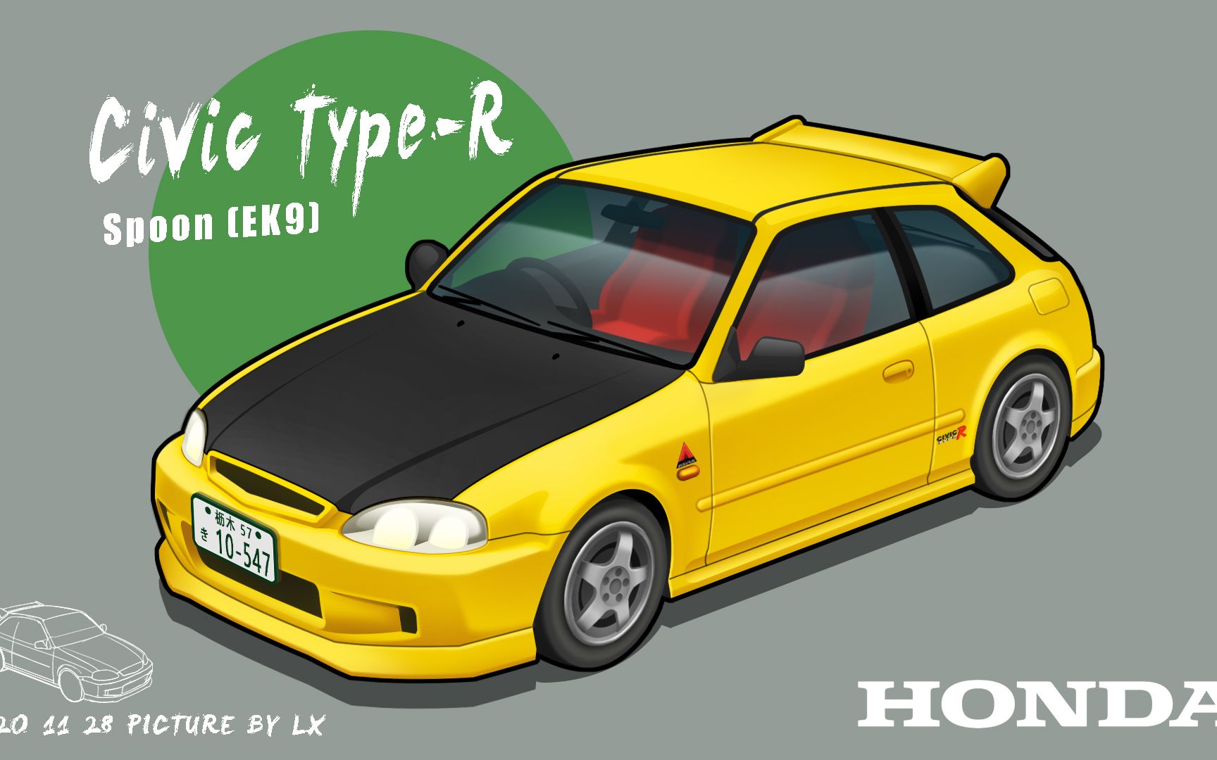 《头文字d》职业车手 馆智幸座驾 honda civic type-r spoon (ek9)