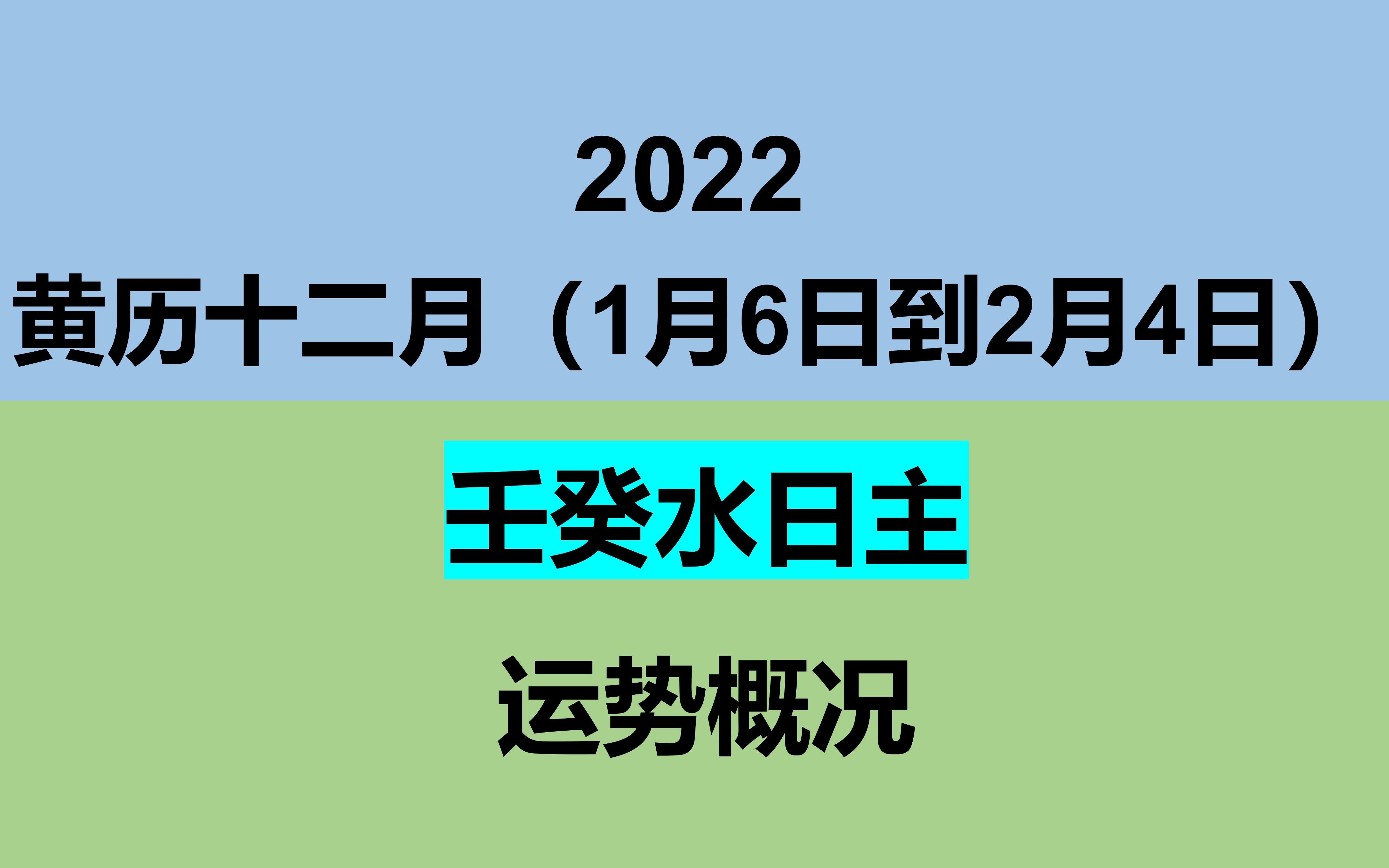 2022黄历12月(1/6-2/4)壬癸日主运势