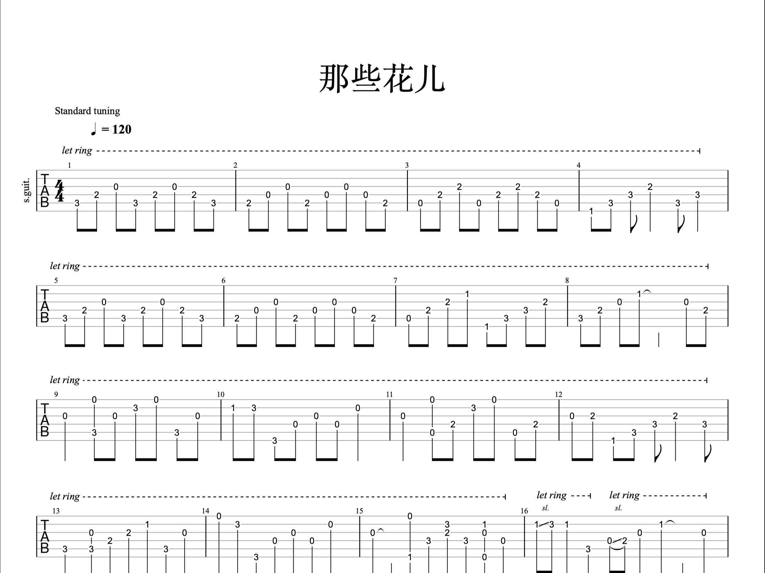 那些花儿吉他指弹独奏图片