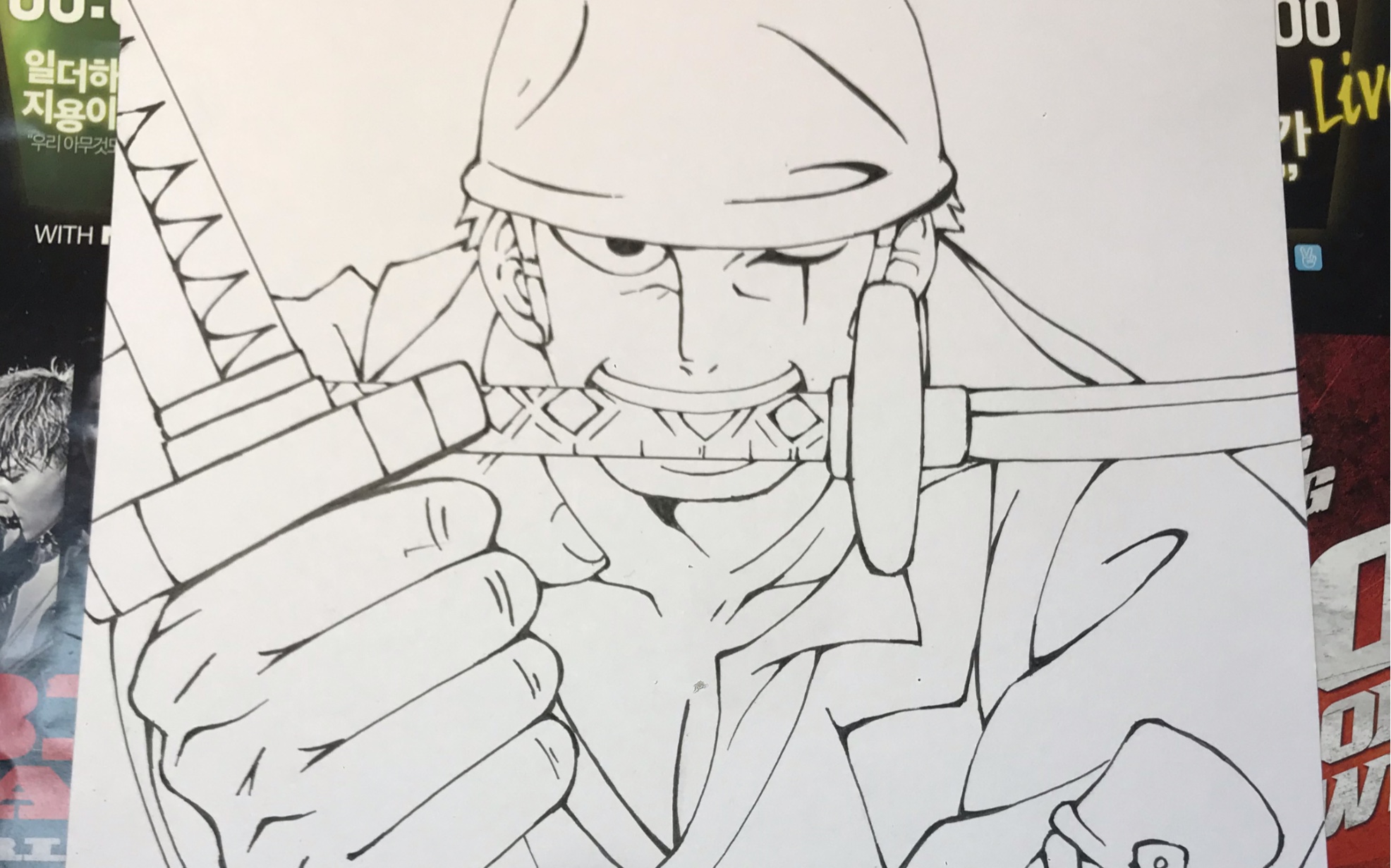 手绘 线稿 勾线海贼王索隆_哔哩哔哩_bilibili