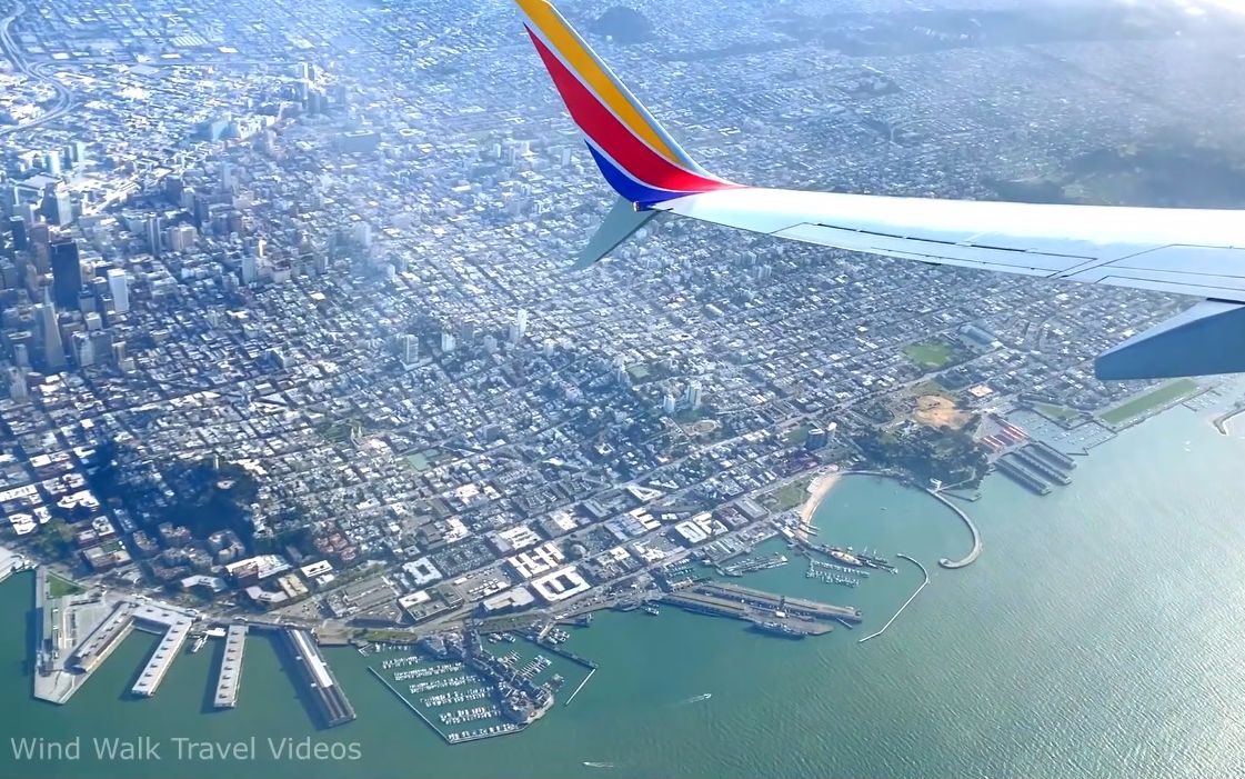 超清美国第一视角飞机视角俯览加利福尼亚州旧金山1080p高清版20215