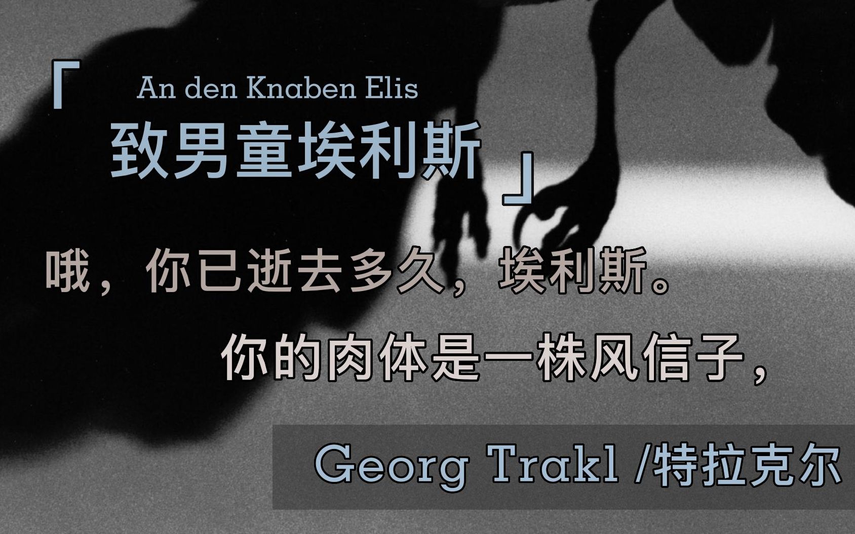 德语朗诵 | 三语字幕 | 特拉克尔《致男童埃利斯》An den Knaben Elis Georg Trakl哔哩哔哩bilibili