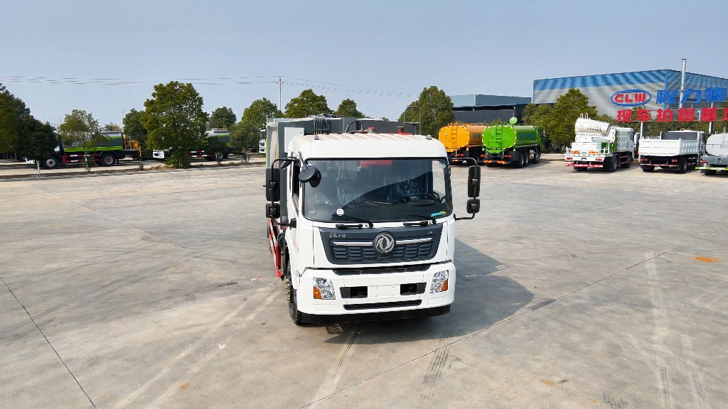 国六东风天锦14方多用三角斗挂桶压缩垃圾车