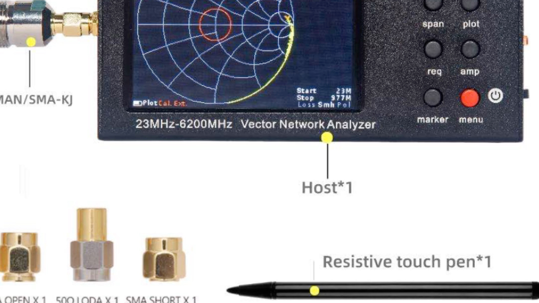 6G手持式矢量网络分析仪VNA(反射计) 236200 MHz旨在测量无源和有源无线电设备(天线,电缆,滤波器,衰减器,放大器等)的匹配特性.该设备使...