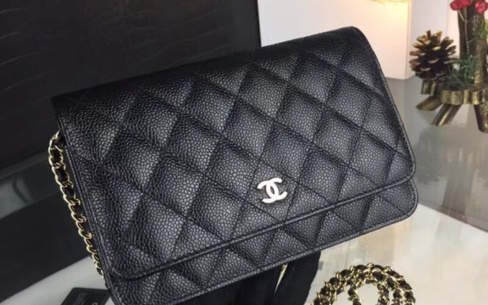 香奈儿woc原单837黑鱼子酱皮,细节图讲解,真假对比】