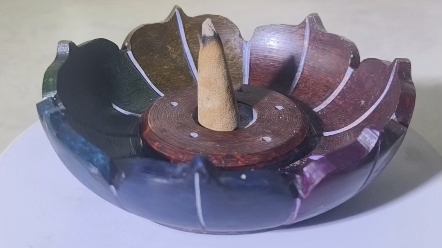 七彩莲花香盘,印度进口工艺品手工制作的