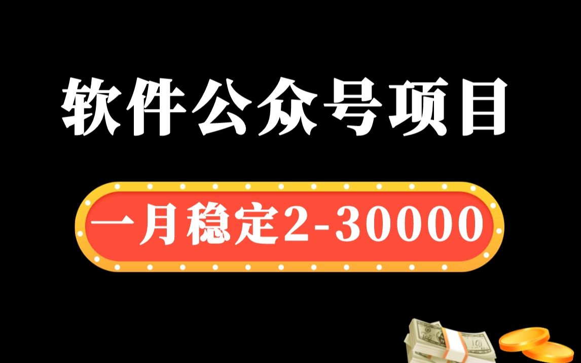 【精选副业】一个月稳定2w3w的软件公众号项目,长期项目最少可做5年哔哩哔哩bilibili