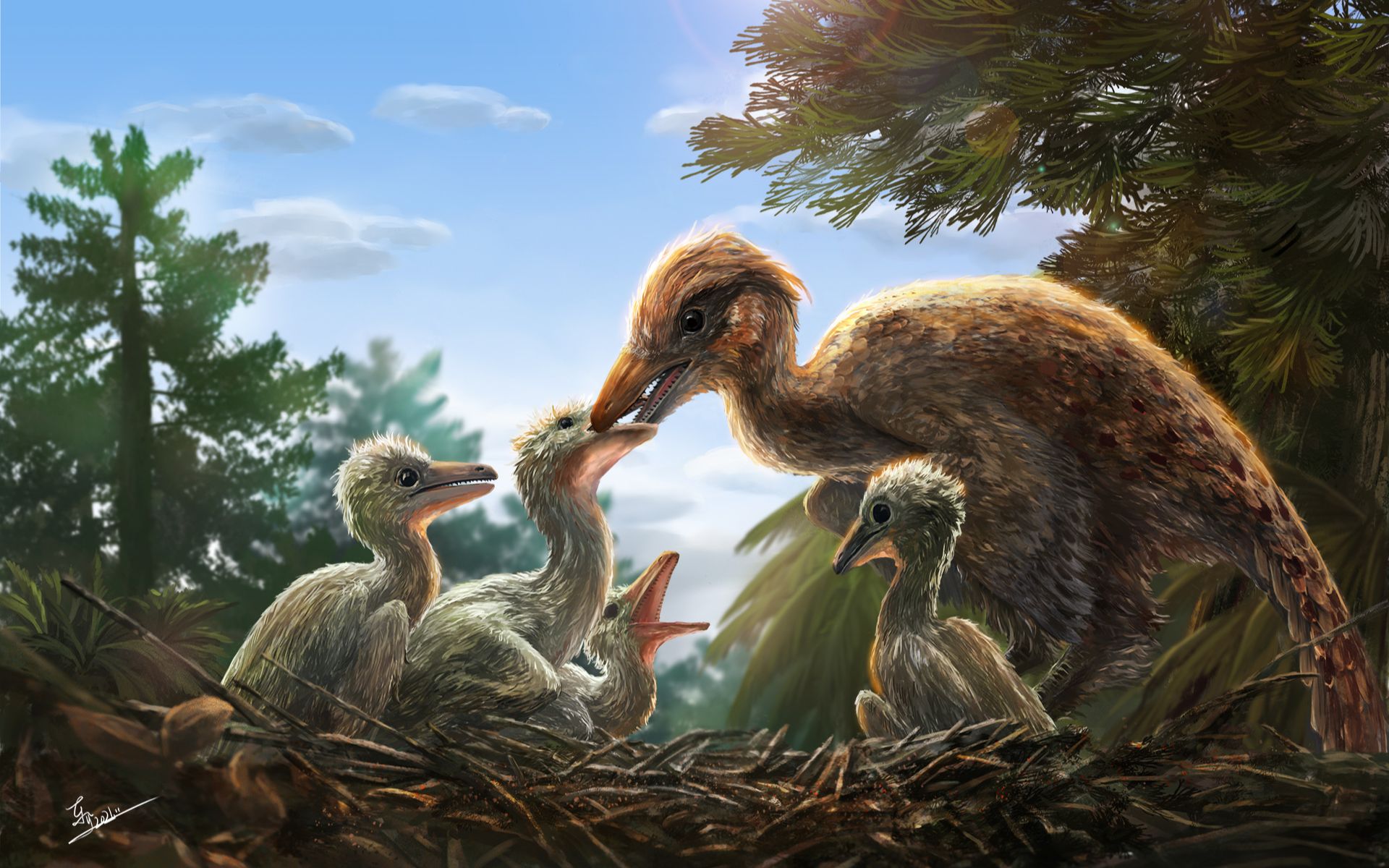 板绘 始祖鸟 恐龙研究的里程碑式的发现 恐龙和鸟类的关系曾扑簌迷离