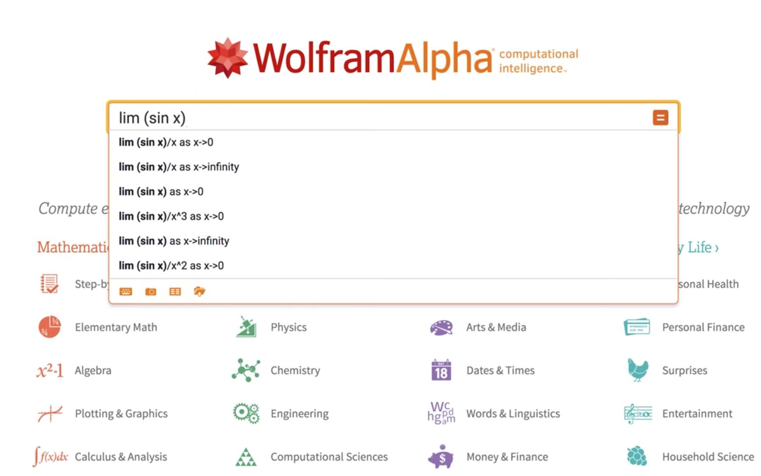 如何使用wolframalpha求极限