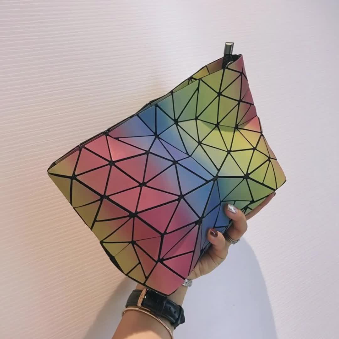 百搭大容量斜挎包彩虹星空包镭射几何菱形单肩链条菱格包炫彩方块2465