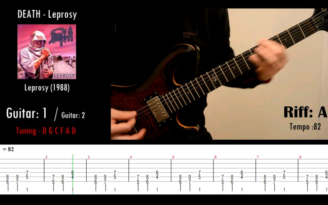 Death  Leprosy  Guitar riffs with tabs(带谱)哔哩哔哩bilibili