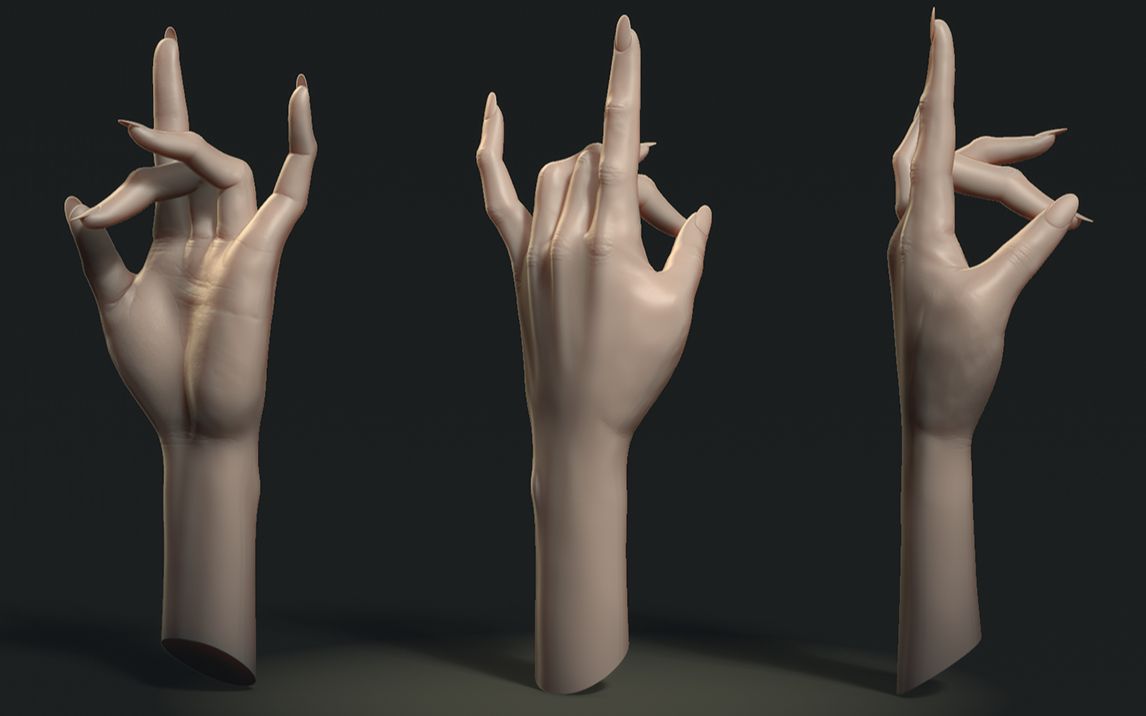 次世代手部模型制作,maya快速手部布线技巧,zbrush雕刻手部细节,动作