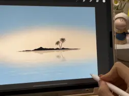 Descargar video: iPad 绘画过程 今天画的是超简单的海岛风光，快艾特朋友一起来画吧～临摹自：@啊喵注：文字前方有此“🔵”标志表明需要新建图层再画哦！