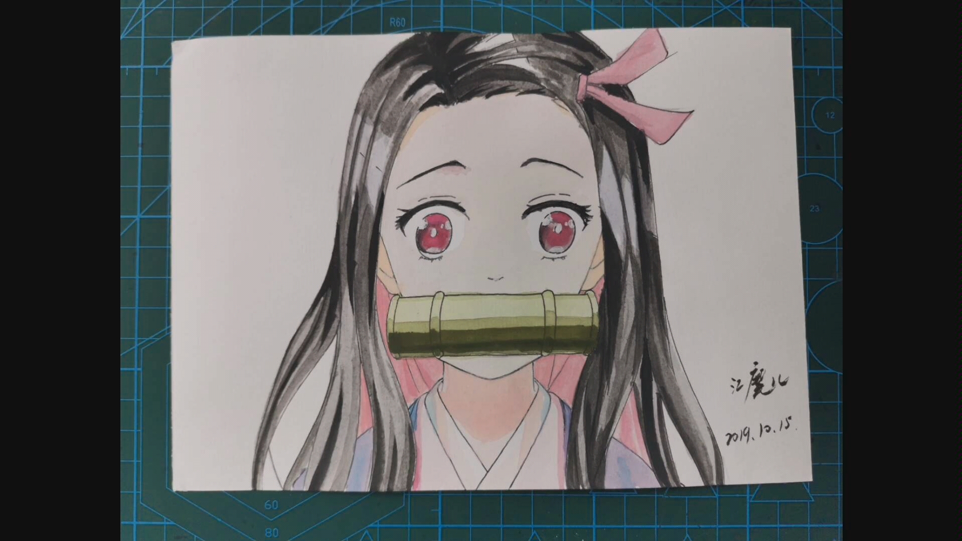 水彩动漫鬼灭之刃祢豆子绘画教程_哔哩哔哩_bilibili