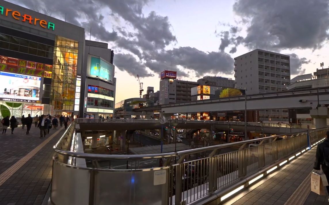 超清日本漫步夜晚的东京多摩区立川站1080p高清版20211