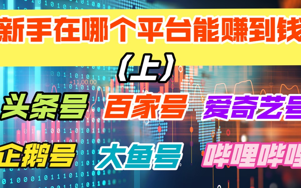 新手小白在六大自媒体平台投稿一个月,收益到底哪家强?纯经验分享(上集)哔哩哔哩bilibili