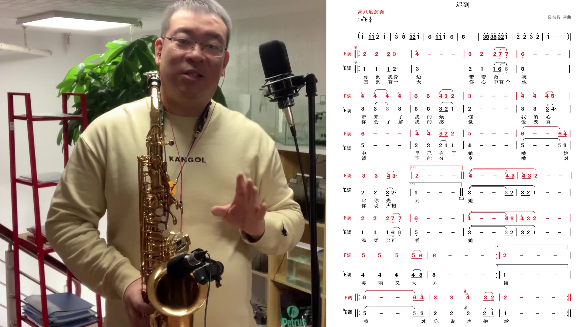 【萨克斯】中音萨克斯f调指法原来如此简单,5分钟轻松学会,熟练演奏,