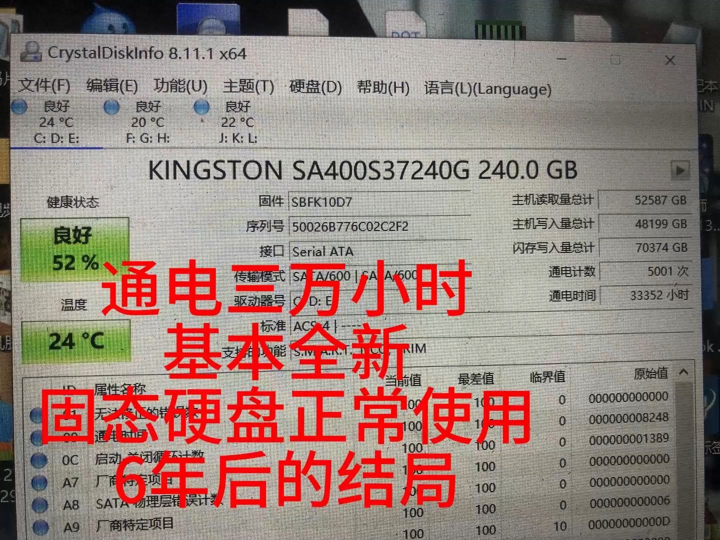 我的垃圾固态硬盘是不是该换了?使用六年通电三万多小时接近四年写入70TB哔哩哔哩bilibili
