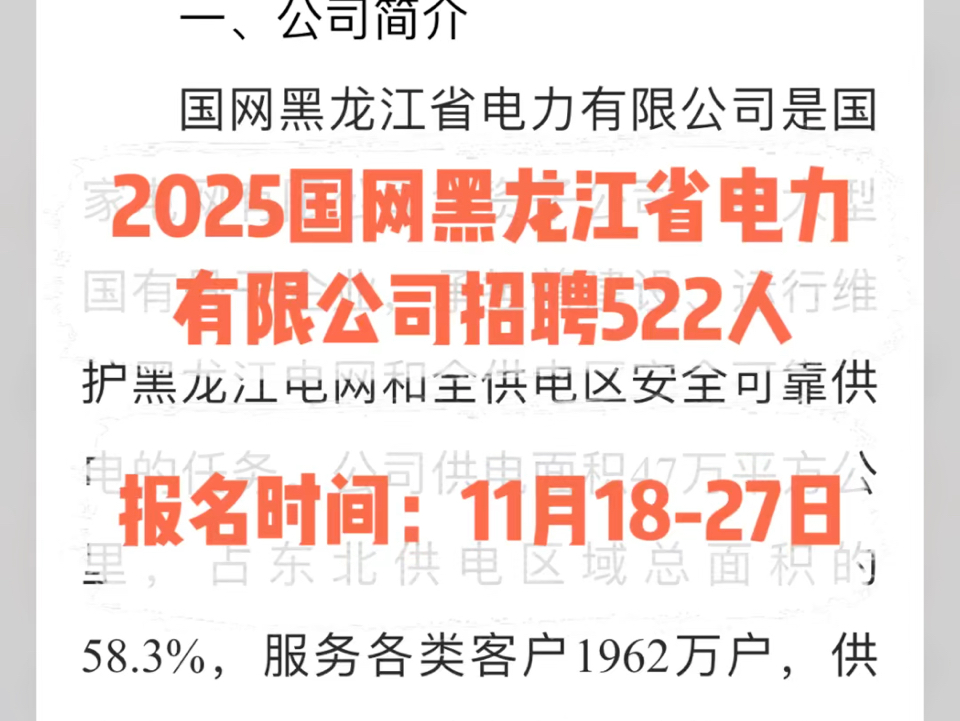 2025国网黑龙江省电力公司招聘522人哔哩哔哩bilibili