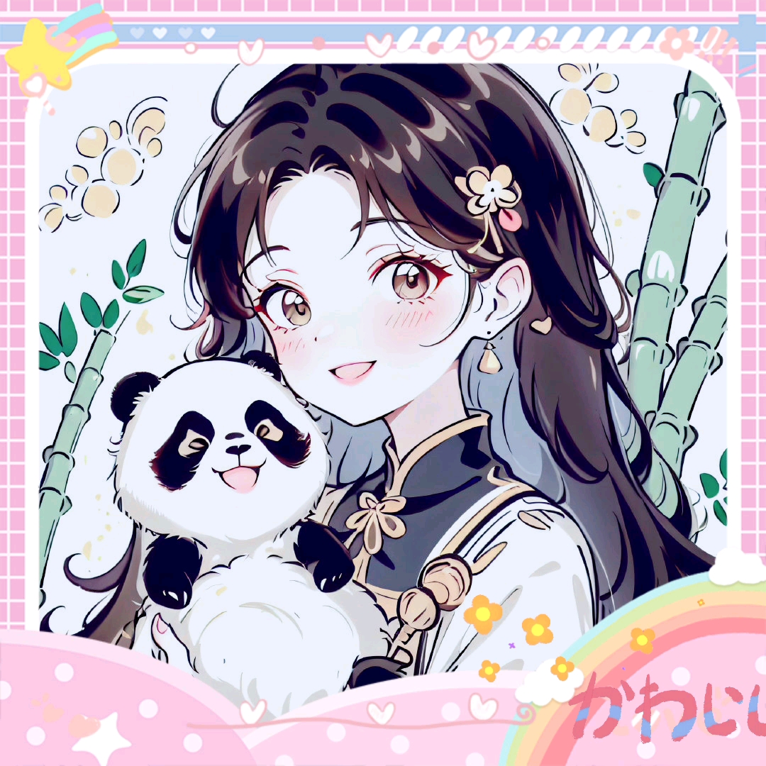 国宝熊猫与甜美少女.