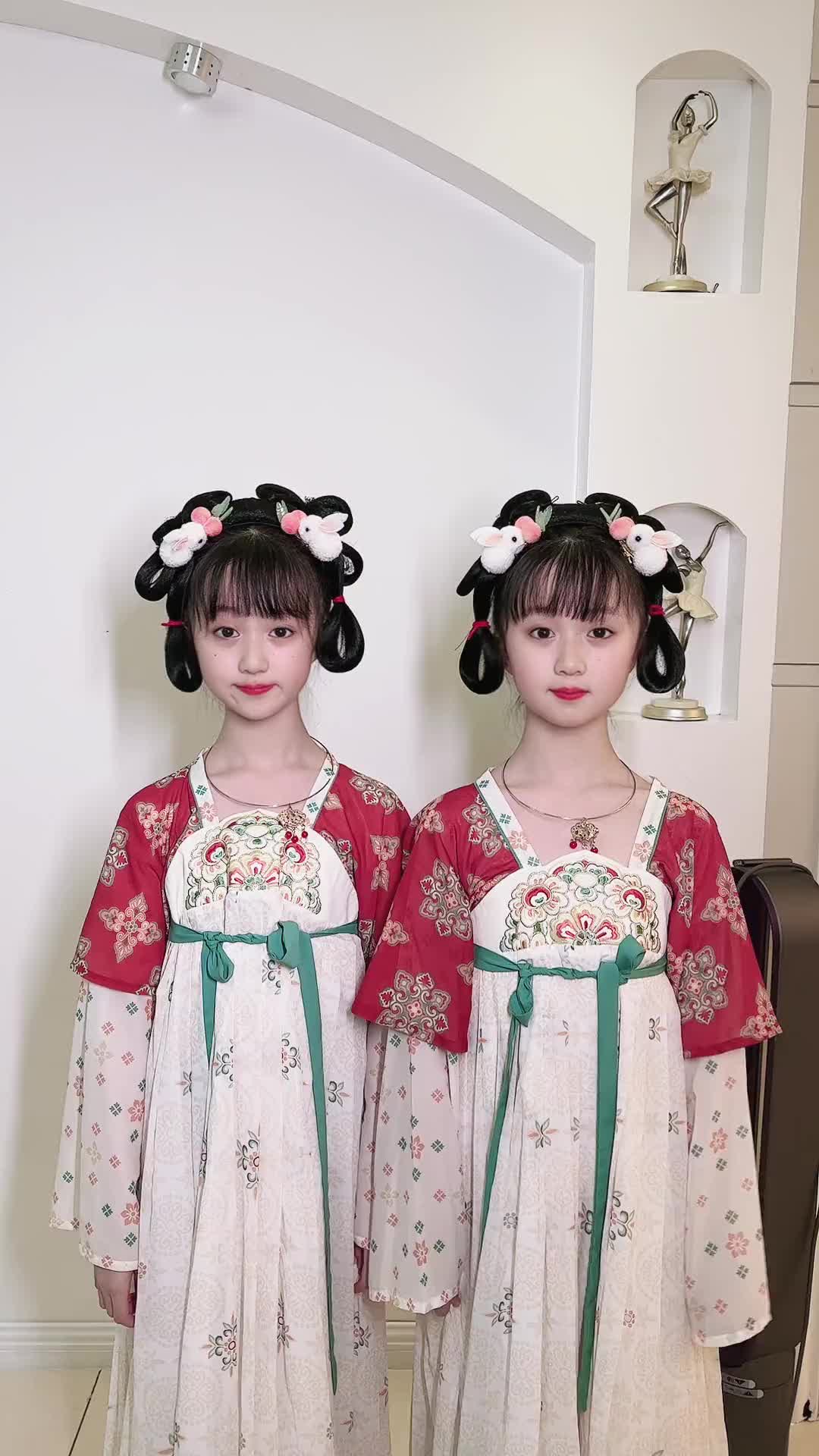 清早起来对着镜子照古风手势舞双胞胎骗你生女儿汉文化