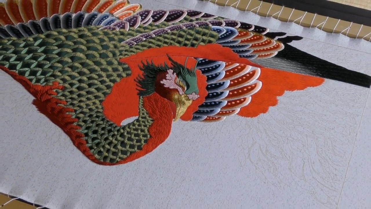 凤凰图案刺绣 技法 针法 视频教程 手工学习 传统手工 搬运日本刺繍