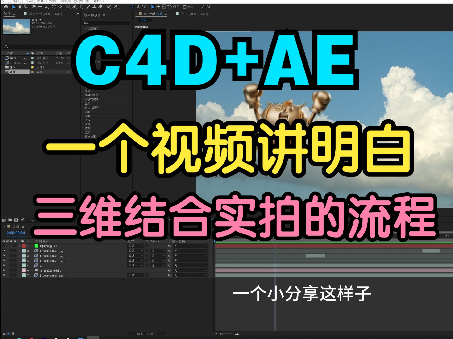 C4D+AE 一个视频讲明白 三维结合视频的制作流程哔哩哔哩bilibili