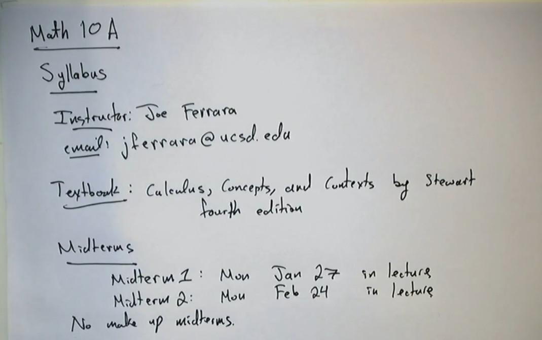 UCSD - MATH 10A - Calculus I - LE [B00] - Winter 20_哔哩哔哩_bilibili