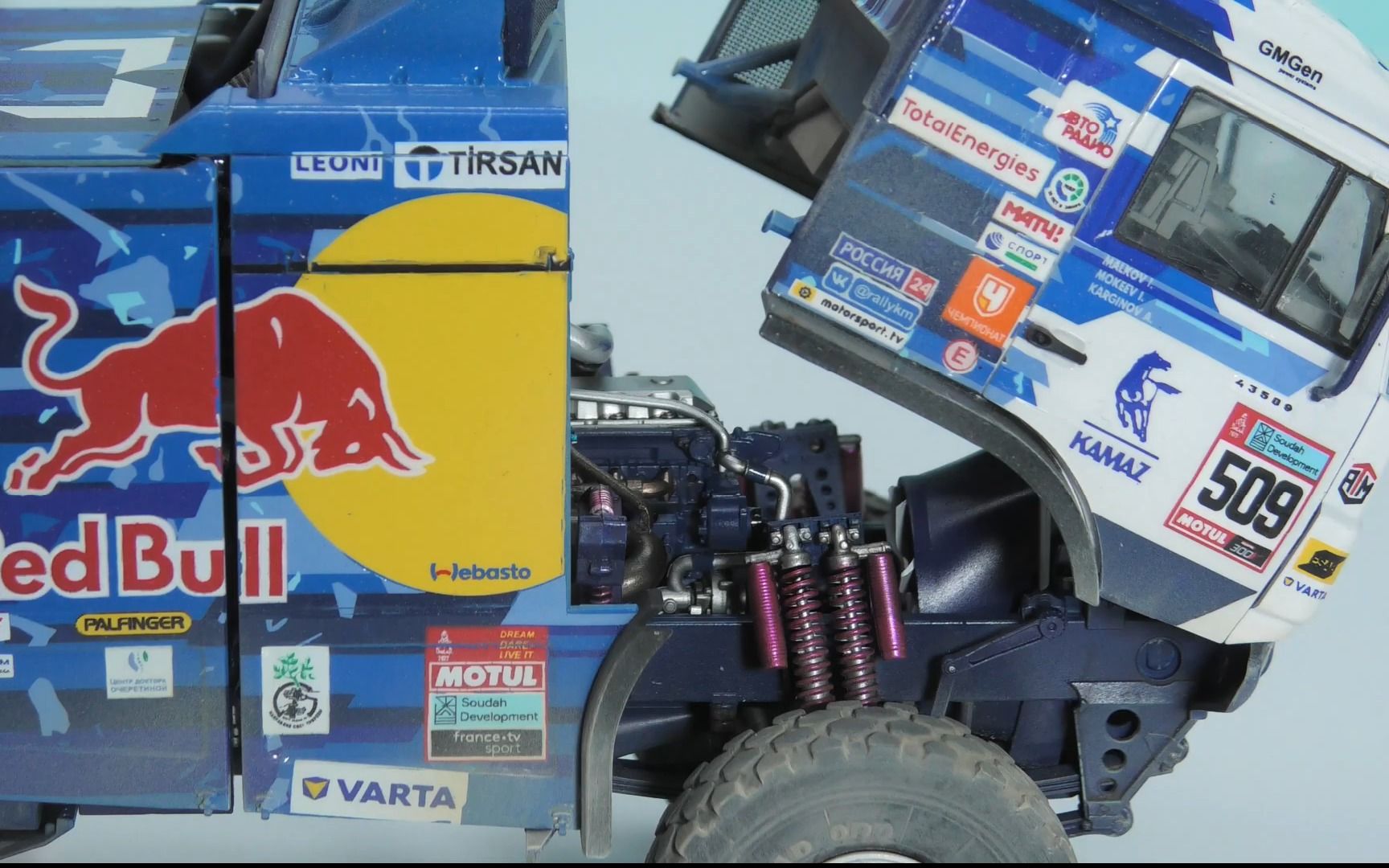 红星zvezda 1/35 卡玛兹模型改造制作-达喀尔卡车红牛车队2022 dakar