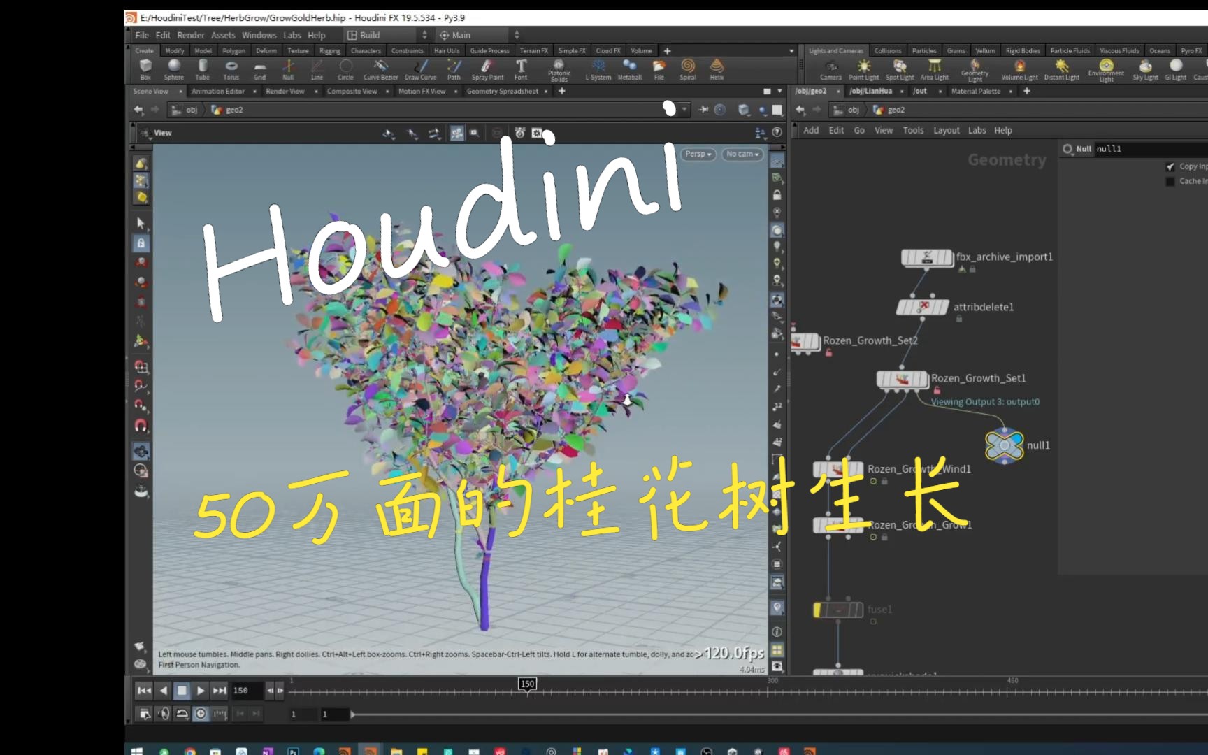 Houdini【生长工具】50万面的桂花树哔哩哔哩bilibili