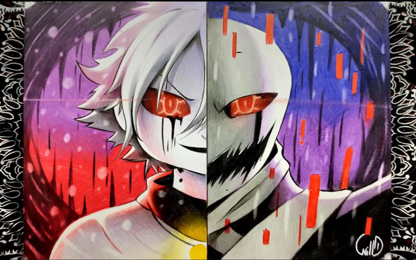 【绘画】xchara vs xgaster_哔哩哔哩 (゜-゜)つロ 干杯~-bilibili