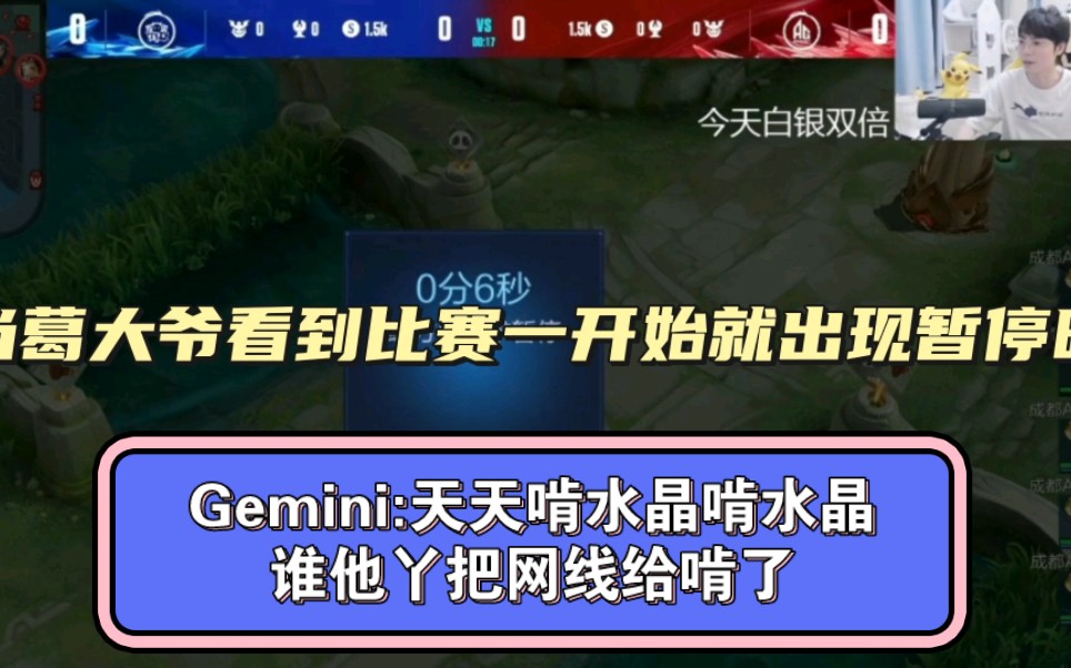 Gemini:天天啃水晶啃水晶,谁他丫把网线给啃了!王者荣耀