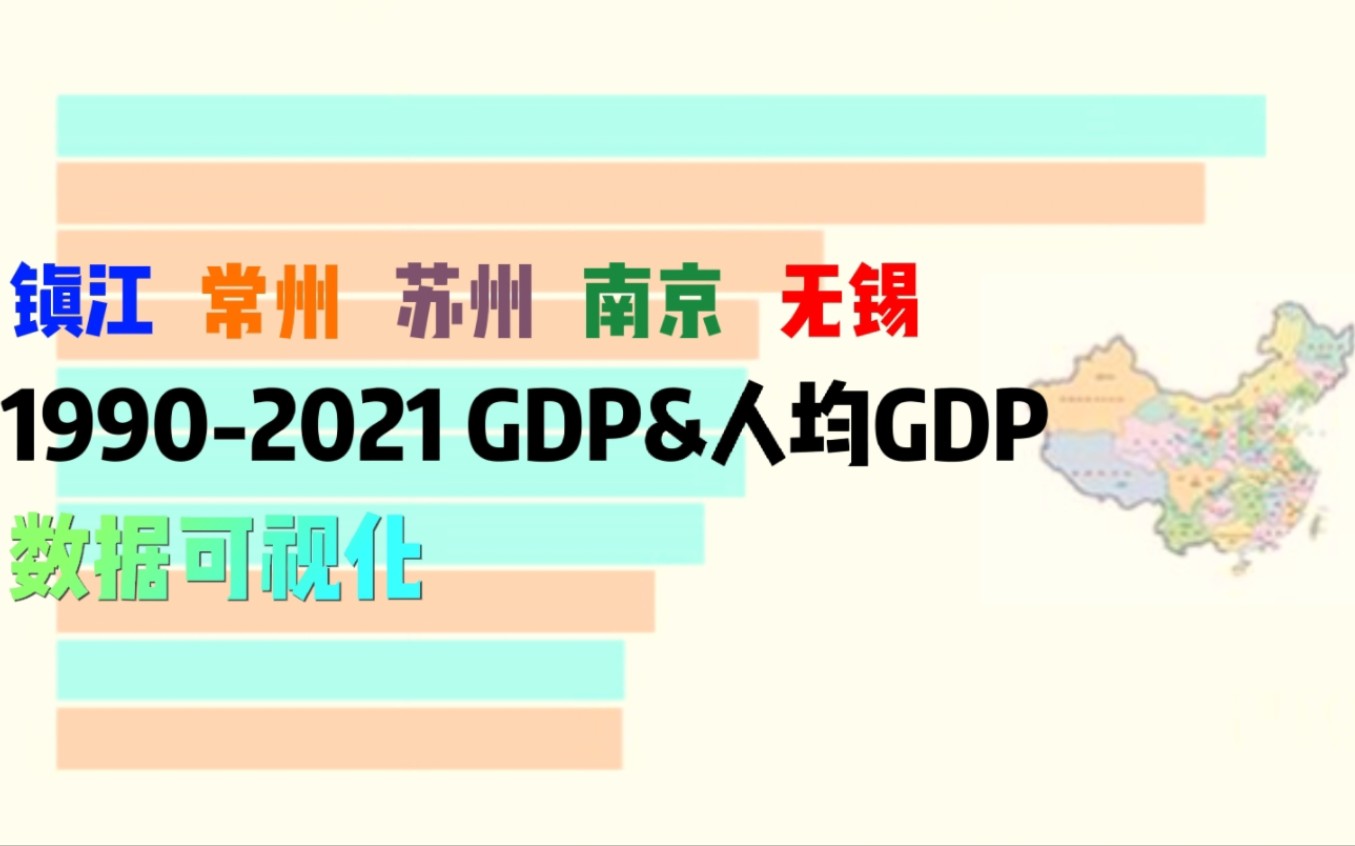 苏南模式?苏南五市大乱斗!苏州 无锡 常州 镇江 南京 各区县 19902021 GDP&人均GDP 数据可视化哔哩哔哩bilibili