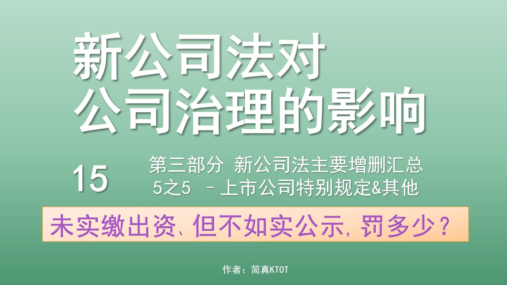 新公司法对公司治理的影响  15 第三部分 新公司法主要增删汇总 5之5  上市公司特别规定&其他哔哩哔哩bilibili