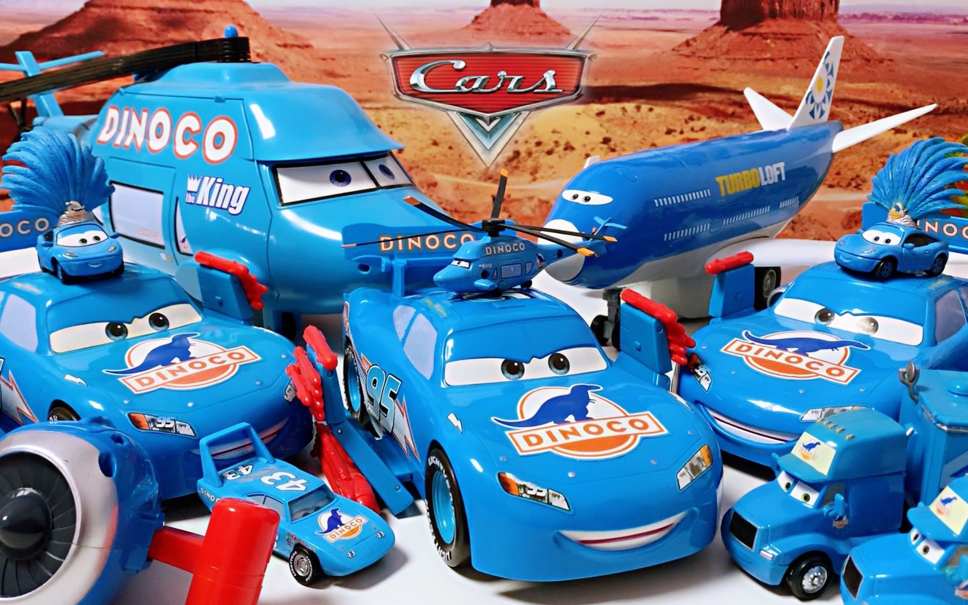 汽车总动员恐龙石油号大集合!赛车总动员闪电麦昆板牙黑风暴酷姐