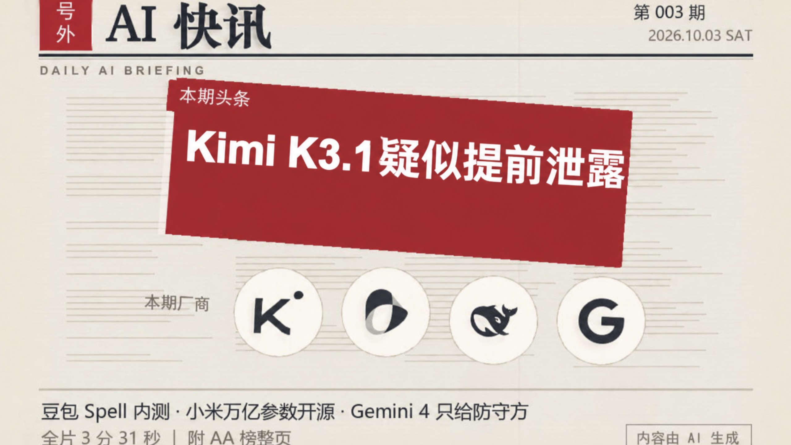 Kimi K3.1 泄露？月之暗面 API 现身新模型，豆包个人助理「Spell」内测 ｜ AI 快讯第 3 期