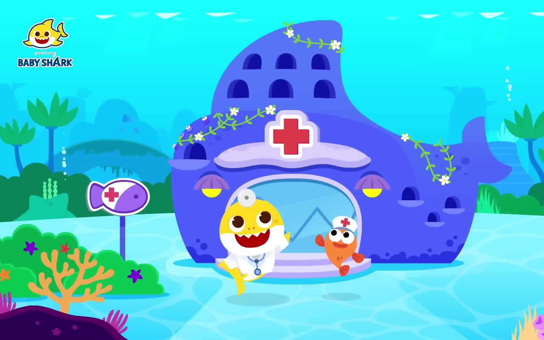 [图]Scary Predator Friends Go to Baby Shark Hospital  Baby Sharks Hospital Play