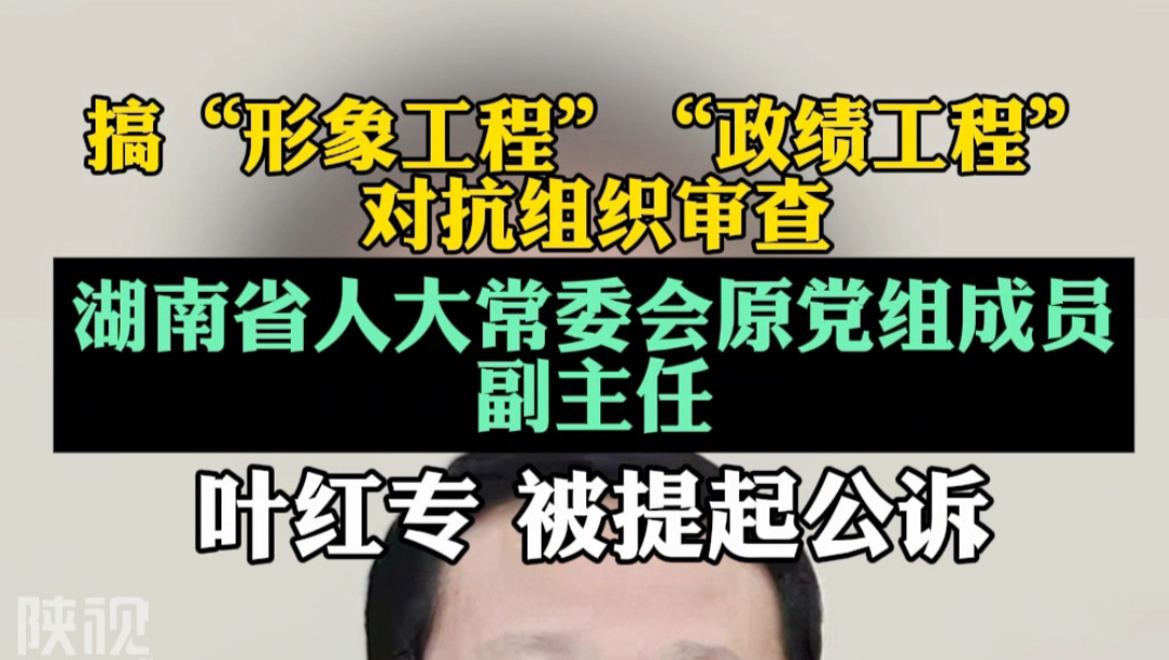 搞“形象工程”“政绩工程”对抗组织审查 湖南省人大常委会原党组成员副主任 叶红专被提起公诉