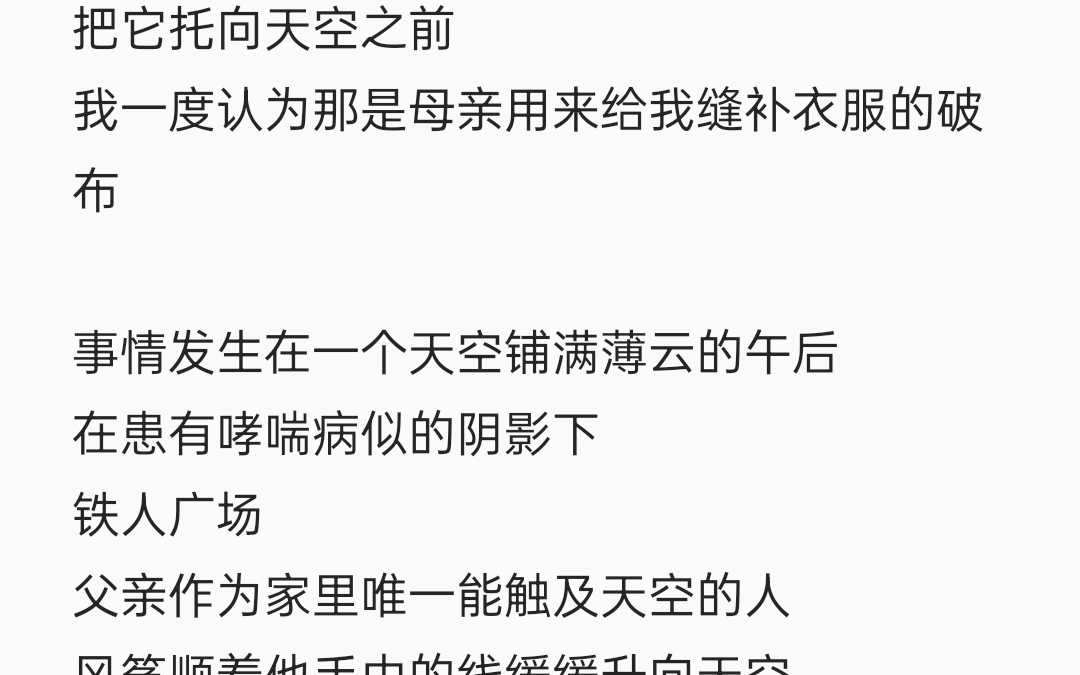 诗歌《风筝》| 看着父亲奔向风筝的身影,我从带着些许泥土气味的冷风中嗅到了自由的味道哔哩哔哩bilibili