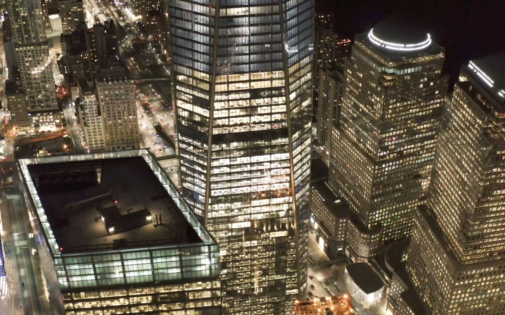 纽约城市曼哈顿岛城市建筑夜景灯光