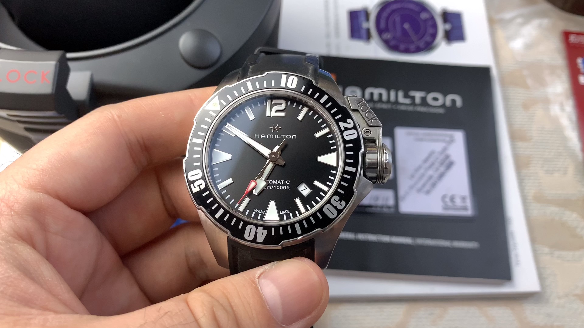 汉密尔顿黑蛙人潜水机械男表