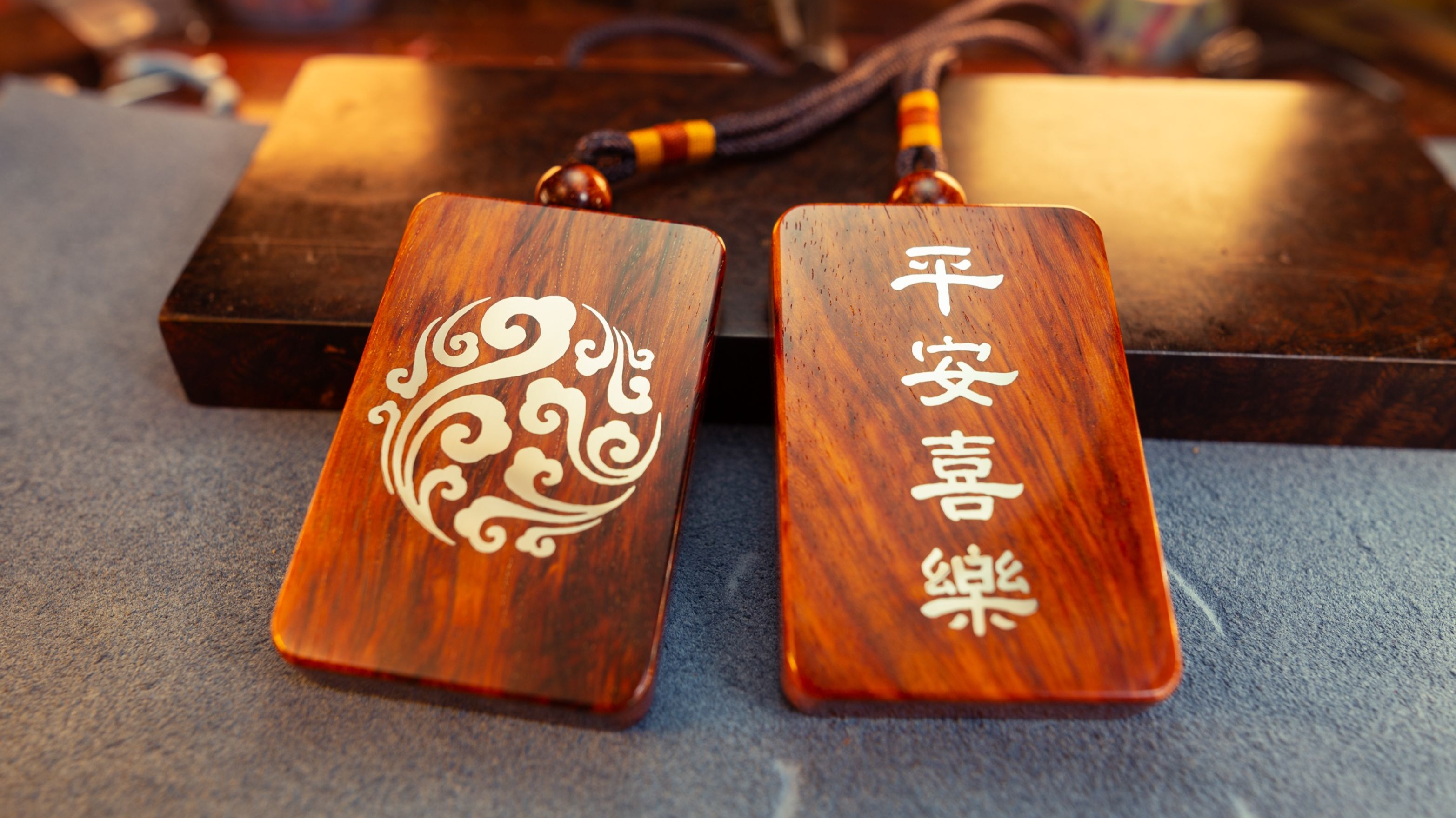【小叶紫檀嵌银】平安喜乐