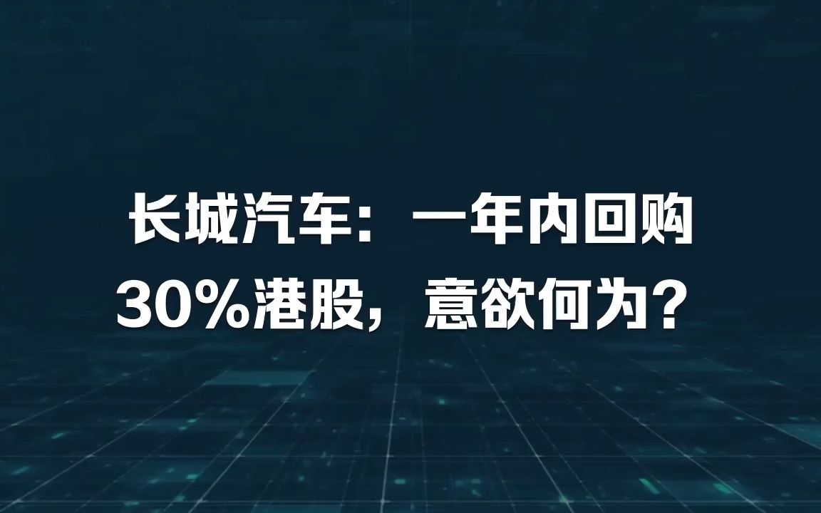 长城汽车:一年内回购30%港股,私有化进行时?哔哩哔哩bilibili