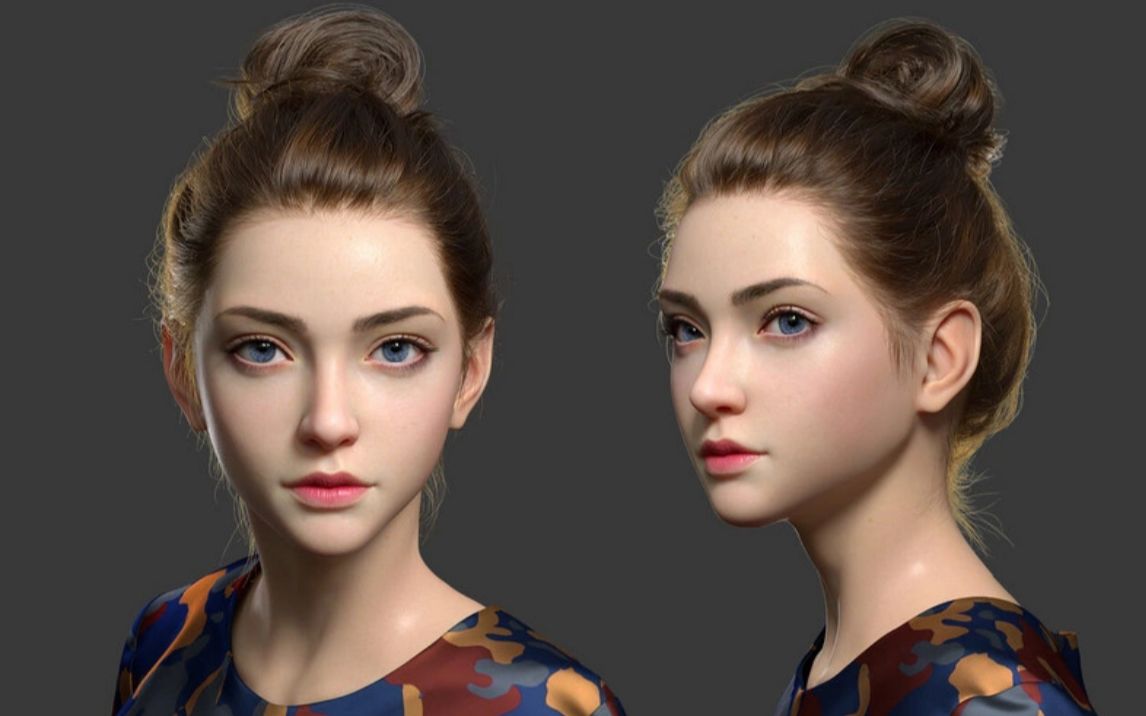 【maya角色】欧美女性角色人头,次时代角色模型制作