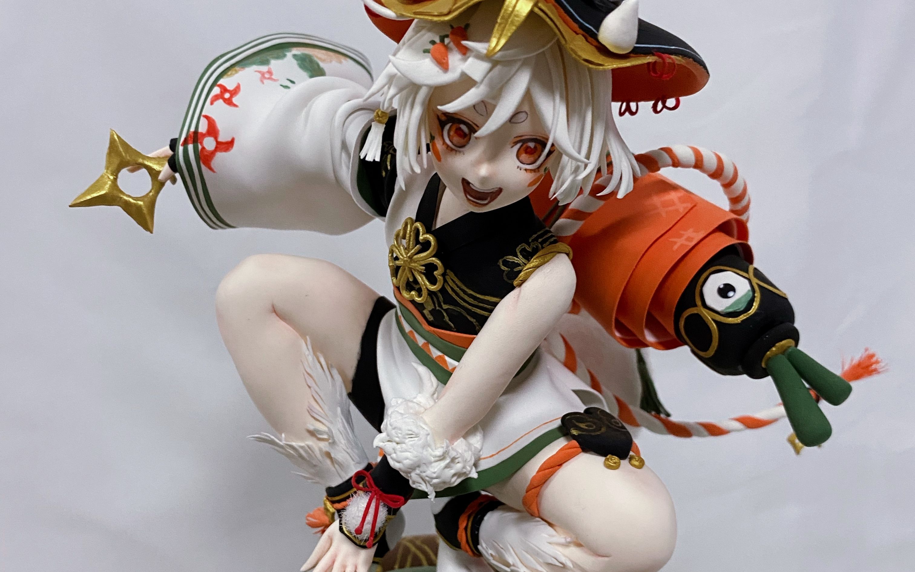 全网首发秃头手动还原阴阳师sp梦寻山兔粘土手办