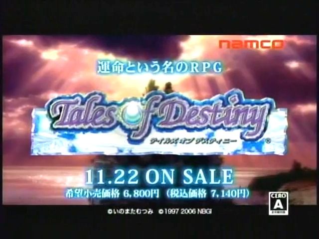 PS2 宿命传说 Tales of Destiny CM 30sec 2006.11.6单机游戏热门视频